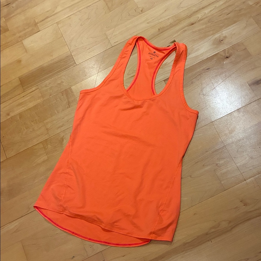Athleta Tank Top Vibrant Orange Sherbert size XS Racerback Athleisure Sleeveless